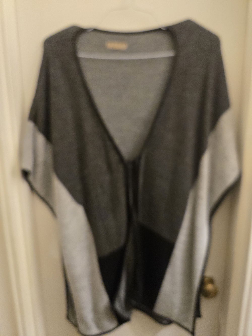 Hatch Gray & Black Colorblock V-Neck Poncho Sweater